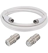 BOOBRIE 6.56Ft RG6 TV Coaxial Cable Connectors Set White F-Type Male to Male Coax TV Antenna Exte...