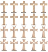Veemoon 20 PCS Wooden Crosses for Crafts,4.33 Inch Cross Decor for Table Unfinished Standing Cros...