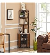 VECELO Corner Shelf, 63 Inch Tall Storage Cabinet, 5-Tier Bookshelf Display Shelves Rack for Livi...