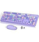 Wireless Keyboard and Mouse, Links9+ Full-Size Retro Typewriter Keyboard with Round Keycaps, 2.4G...