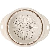 Dexas 10" Collapsible Silicone Colander in Cream, Kitchen Strainer with Handles, 15.1 Cup Capacit...