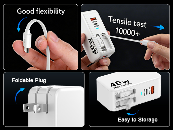 4-in-1 Retractable Wall Charger