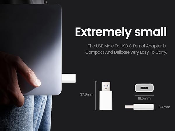 The USB male to USB C femal Adapter is compact and delicate,very easy to carry.