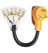 MECMO 30 Amp to 20 Amp 110V RV Distribution Adapter, NEMA TT-30P Male to 3X 5-15R/5-20R, 30 Amp t...