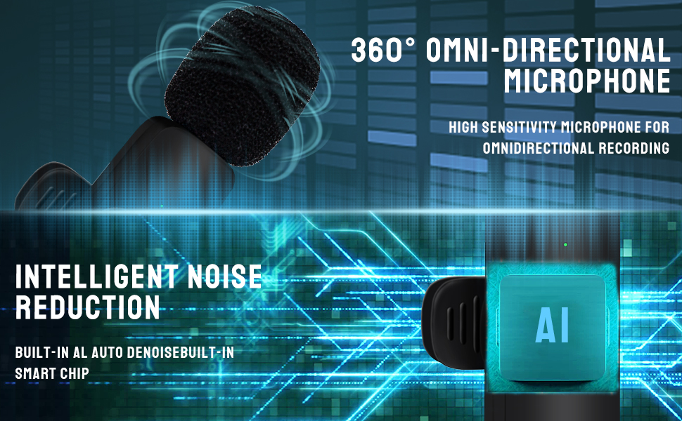 3 in 1 Wireless Microphone for iPhone, Camera, Android, iPad