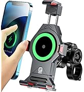 BRCOVAN Aluminum Alloy Motorcycle Phone Mount with Qi 15W Wireless Charger & Vibration Dampener, ...
