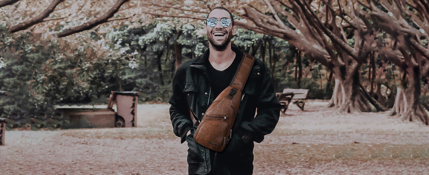 leather sling backpack