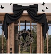 Halloween Decor - Halloween Decorations - 48" x 24" Giant Black Bow for Wall Mantle Front Door Wi...