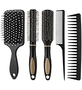 5Pcs Hair Brushes for Women Hair Comb Set Detangler Brush for Men and Women Wet, Dry, Curly and S...