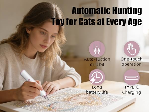 Electric Diamond Painting Pen, Vacuum Diamond Art Pen no Wax Needed Cordless &amp;amp; Quiet