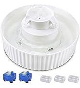 Lawfery Ceramic Cat Water Fountain, 2.1L/71oz Cat Fountain with 3 Carbon Filters and 2 Quiet Pump...