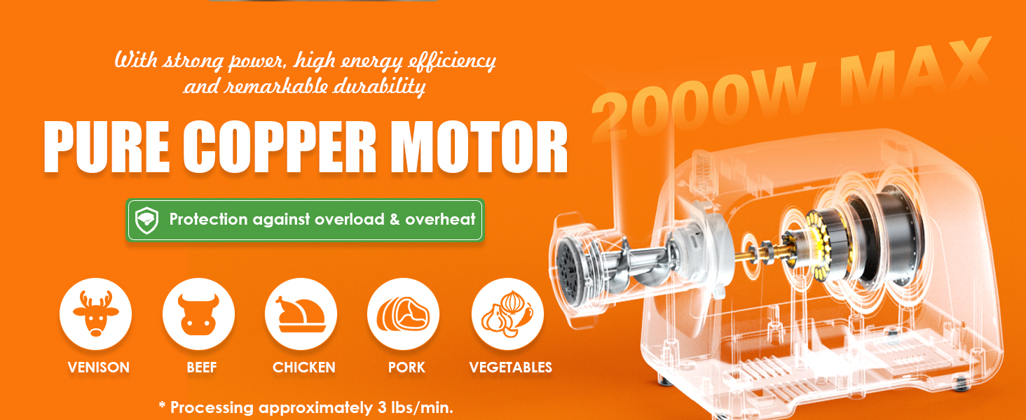 electric meat grinder cheffano life wiith strong powerful copper motor