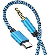 iPhone 16/17 Pro Max Aux Cord for Car, [3.3ft, Blue] USB C to 3.5mm Audio Cable with Hi-Fi DAC Ch...