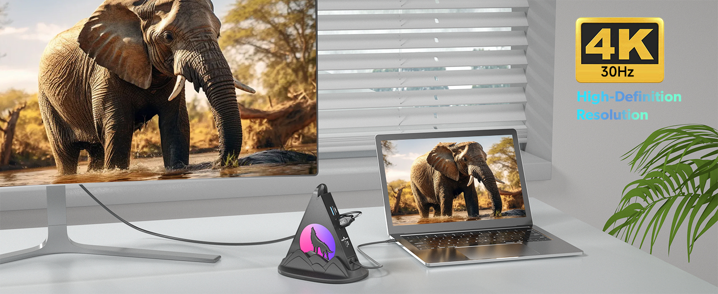 USB C Hub HDMI 4K 30Hz Output 8 in 1 Multi Port Adapter for Laptop MacBook Gaming Monitor Projector