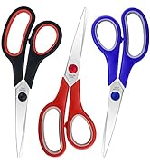 3 Packs Scissors, BURVAGY 8-inch Soft Comfortable Grip and Stainless Steel Sharp Blades, Very Sui...