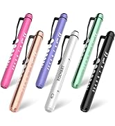 RISEMART 6packs Pen Lights for Nurses Reusable Medical Pen Light with Pupil Gauge and Ruler, Whit...