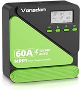 60A Solar Charge Controller 12V/24V MPPT Solar Charge Controller, Adjustable LCD with Timer, Dual...