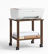 YUFAM 2 Tier Printer Stand with Storage,Under Desk Shelf Printer Table, Rolling Printer Cart for ...