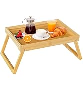 Bamboo Bed Tray Table with Folding Leg, Breakfast in Bed Tray for Eating,TV Table, Laptop Compute...