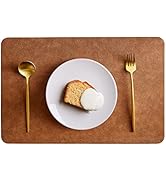 RENMTURE Faux Leather Placemats Set of 4,with 4 Cup mat,Washable, for Kitchen Dining Table,Restau...