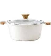 SENSARTE Ceramic Nonstick Stock Pot with Lid, 4.5 Quart Induction Cooking Pot with Tempered Glass...