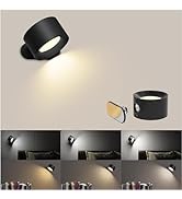AKSDA Led Wall Sconces, Wall Lamps with Battery Operated, Wall Mounted Cordless Lights with 3 Col...