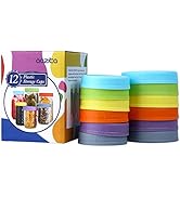 Aozita [12 Pack] Colored Plastic Mason Jar Lids for Ball, Kerr and More - 6 Regular Mouth &amp; 6 Wid...
