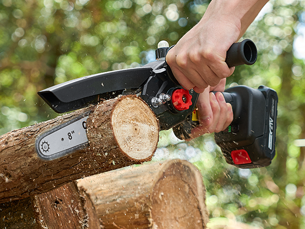 8 inch Battery Powered Brushless Chain saw, Powerful Protable Handheld with Auto Oiling