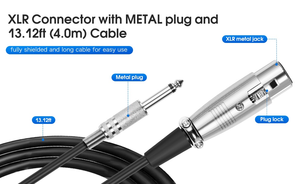 XLR Connector with METAL plug and 13.12ft(4.0m) Cable