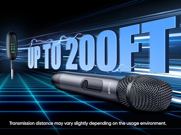 Handheld Metal Cordless Microphones 2 Pack for Karaoke Machine, PartyBox, Home Party, Singing, 200Ft