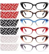 CHOFILORD 6 Pack Cat Eye Reading Glasses for Women Fashion Cute Blue Light Blocking Computer Read...