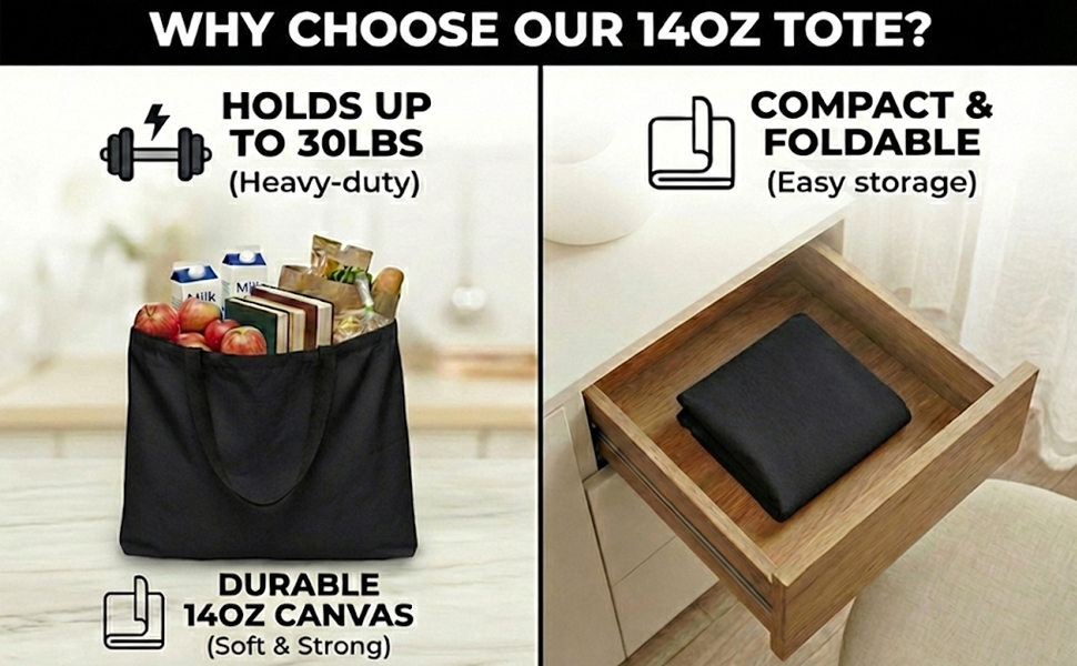 BasicList Extra Large Canvas Tote Bag