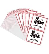 Hybsk 4.7" x 4.3" Lithium Ion Battery Transport Caution Warning Labels 50 Adhesive Stickers (UN3481)