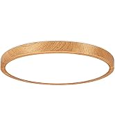 12 Inch Wood Grain LED Ceiling Light Fixture Flush Mount , 5000K Daylight White, 24W Flat Modern ...
