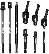 HORUSDY Impact Drill Socket Adapter Set and Universal Joints Socket Set 9-Piece 1/4" 3/8" and 1/2...