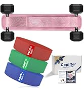 Coniflor Hip Thrust Belt with 3 Fabric Resistance Bands - Adjustable Fitness Belt for Dumbbells, ...