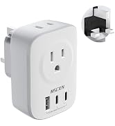 US to UK Plug Adapter, Mscien Type G Travel Adapter with 2 AC Outlets, 2 USB C &amp; 1 USB A Port, Ou...