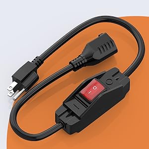 Joinfworld Waterproof 3 Prong Extension Cord with Inline Cord Switch