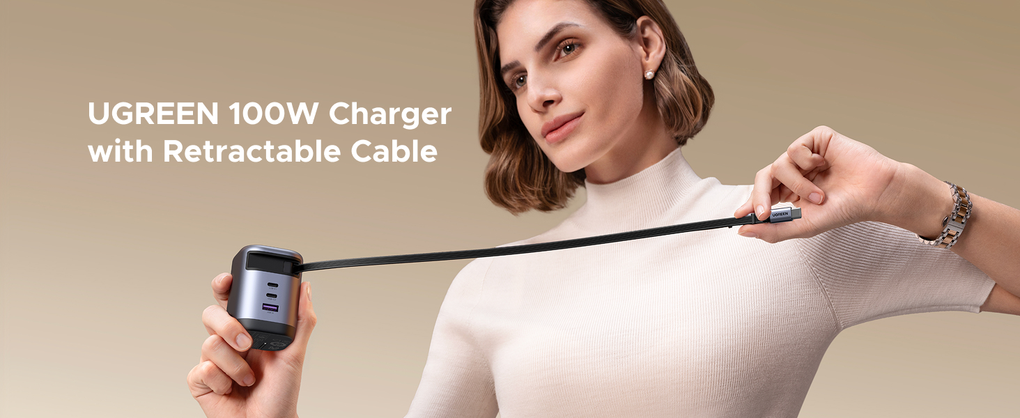 UGREEN 100W Retractable USB C Charger 4-Port