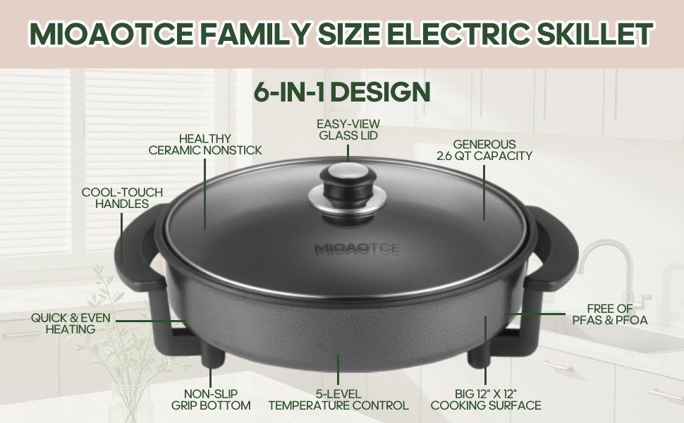 electric skillet with lid