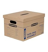 Bankers Box SmoothMove Classic Small Moving Boxes, 10 Pack, Tape-Free Assembly, Easy Carry Handle...