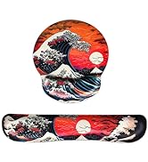 Hopipad Ergonomic Japanese Sea Waves Small Mouse Pad with Wrist Rest and Keyboard Wrist Rest Set,...