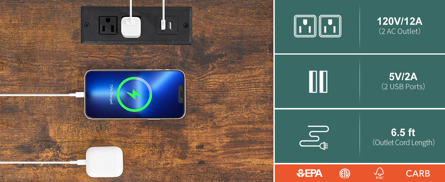 end table with charging station