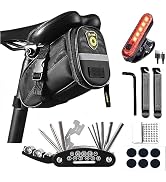 AaiLucky Bike Repair Tool Kit with Mini Bicycle Pump, Bicycle Saddle Bag with Tail Light, 16-in-1...