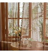Sutuo Home Boho Lace Sheer Curtains 84 inches long, Bohemian Farmhouse Crochet Privacy Retro Cara...