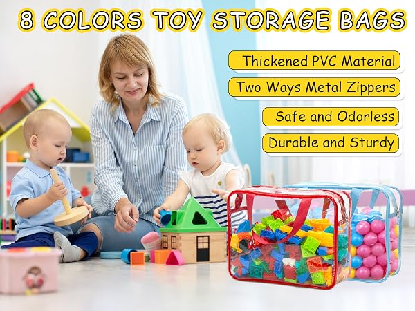8 Packs 8 Colors Large Toy Storage Bags
