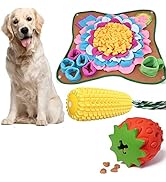 Cdycam Dog Snuffle Mat, Slow Feeding Lick Pad, Strawberry Dog Chew, Corn Squeak Puppy Toy for Sma...