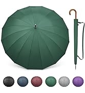 G4Free 54 Inch Large Windproof Umbrella for 2 Persons, 16 Ribs Auto Open Classic Wooden J Handle ...