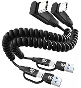 90 Degree USB C Coiled Cable 1ft 2Pack, 20Gbps USBC 3.2 Gen 2 Data Cable 4K Video Output, Short T...