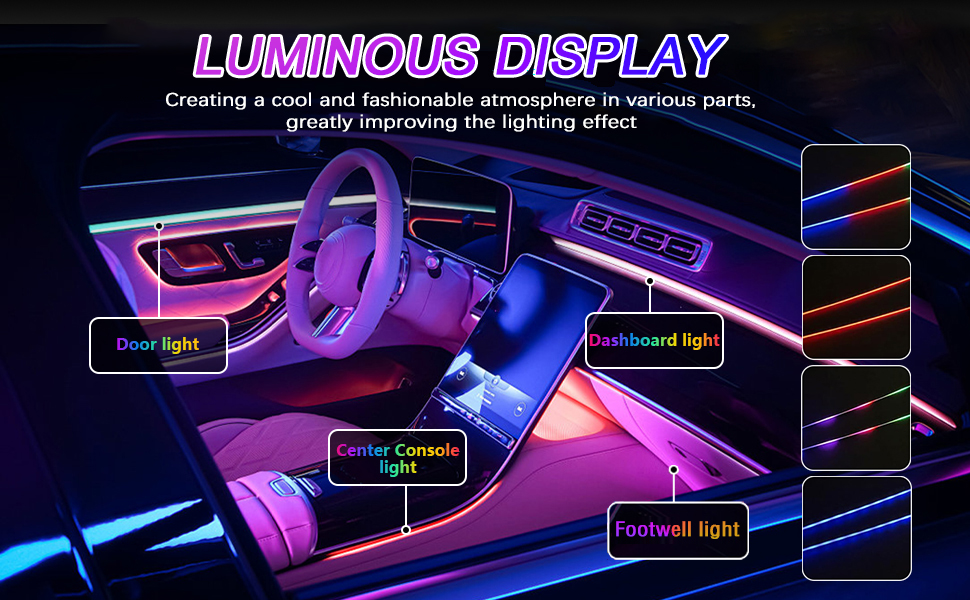 Acrylic Interior Car Ambient Lighting Kits,
